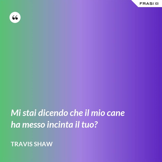 Mi stai dicendo che il mio cane ha messo incinta il tuo? - Travis Shaw