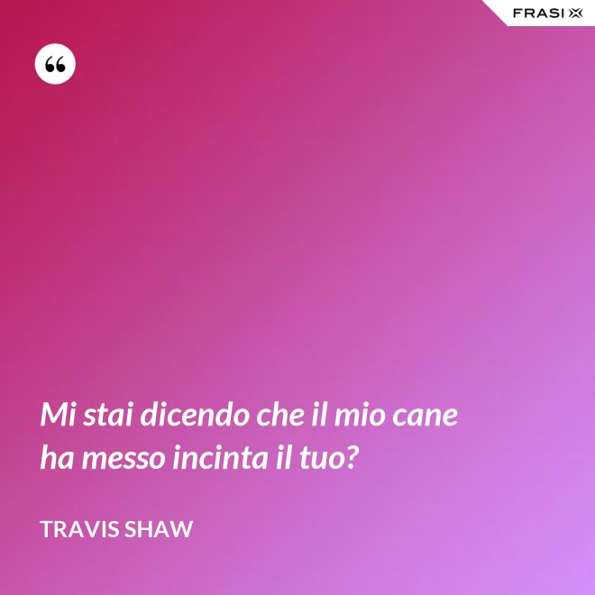 Mi stai dicendo che il mio cane ha messo incinta il tuo? - Travis Shaw