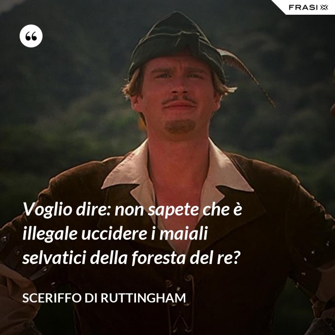 Voglio dire: non sapete che è illegale uccidere i maiali selvatici della foresta del re? - Sceriffo di Ruttingham