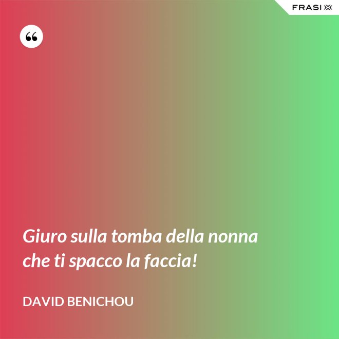 Giuro sulla tomba della nonna che ti spacco la faccia! - David Benichou