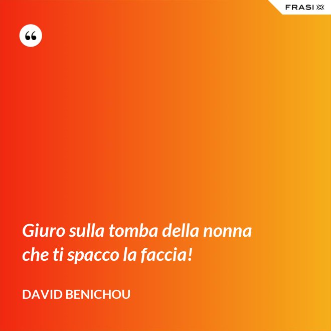 Giuro sulla tomba della nonna che ti spacco la faccia! - David Benichou