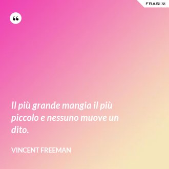 Il più grande mangia il più piccolo e nessuno muove un dito. - Vincent Freeman