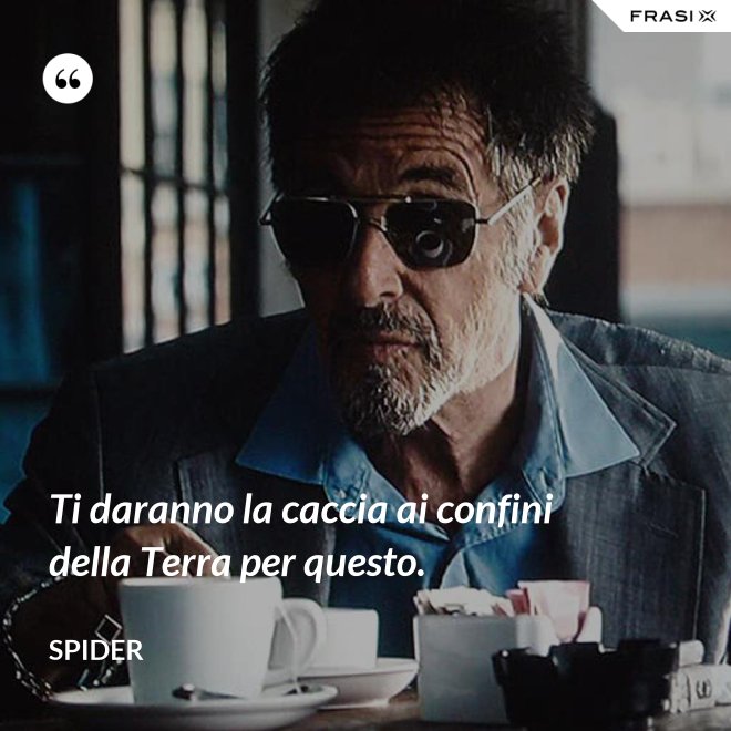 Ti daranno la caccia ai confini della Terra per questo. - Spider