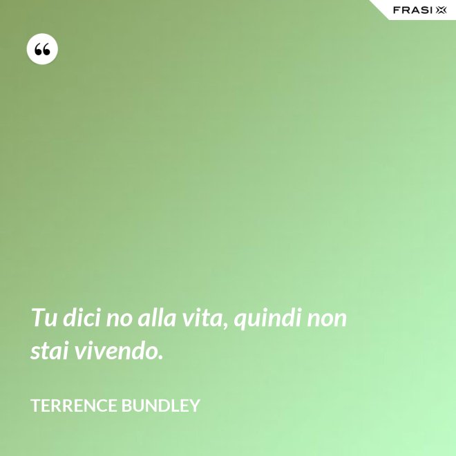 Tu dici no alla vita, quindi non stai vivendo. - Terrence Bundley