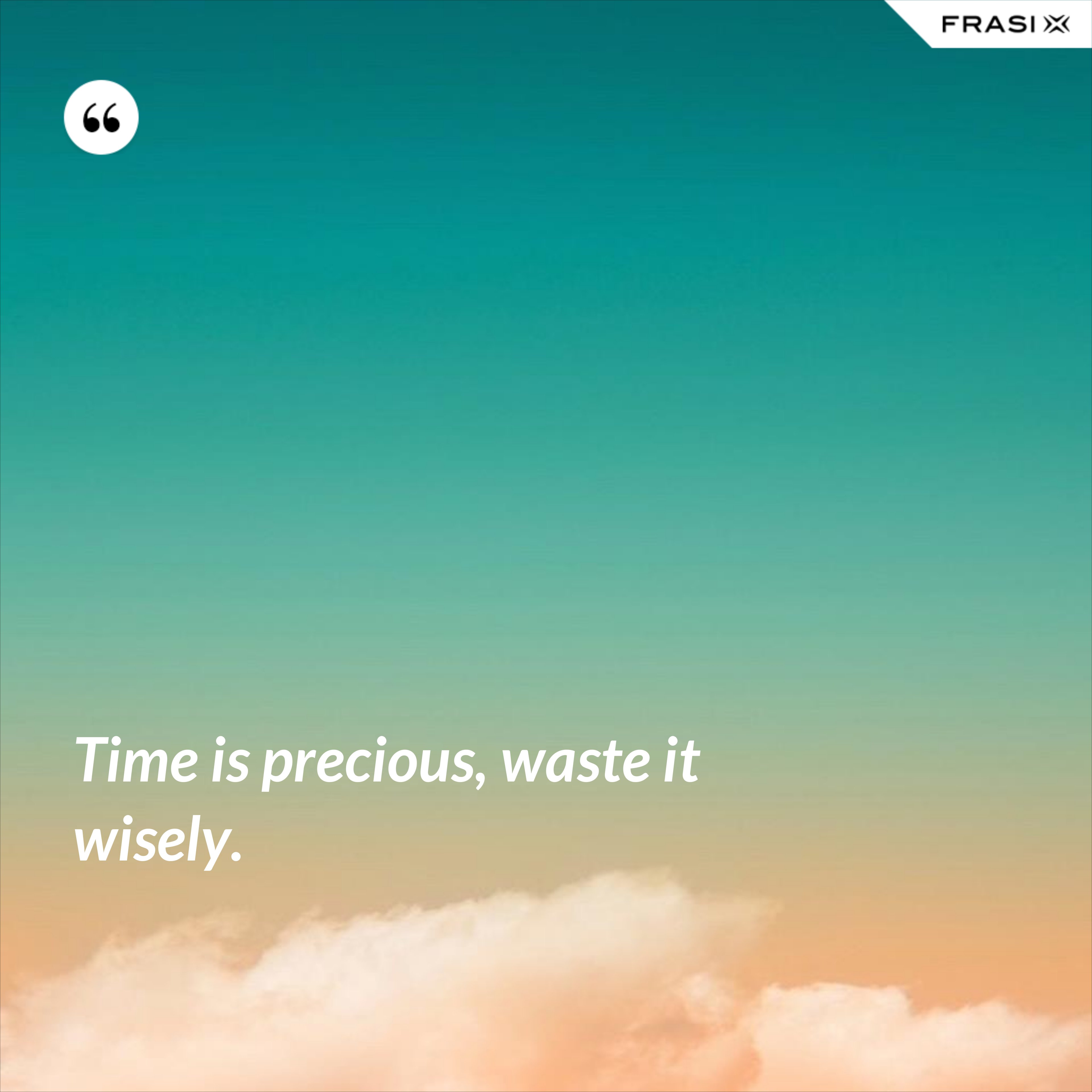 Time is precious, waste it wisely. - Anonimo