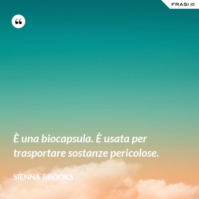 È una biocapsula. È usata per trasportare sostanze pericolose. - Sienna Brooks