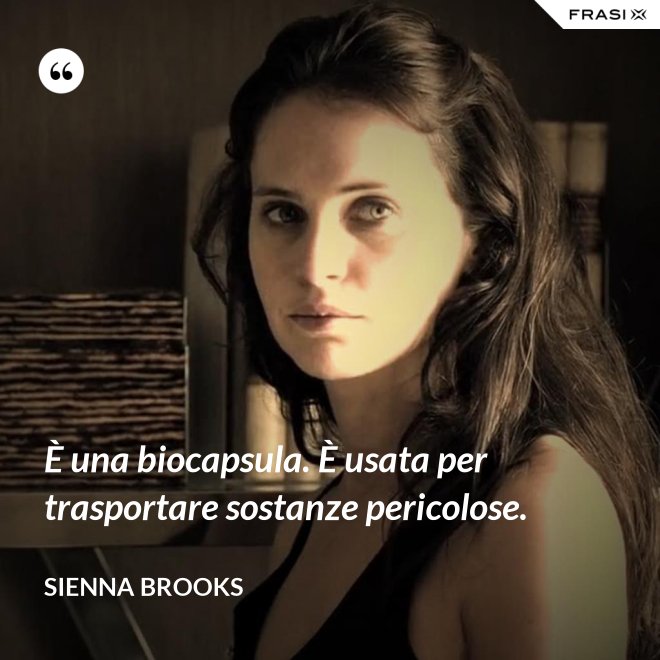 È una biocapsula. È usata per trasportare sostanze pericolose. - Sienna Brooks