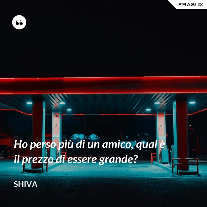 Ho perso più di un amico, qual è il prezzo di essere grande? - Shiva