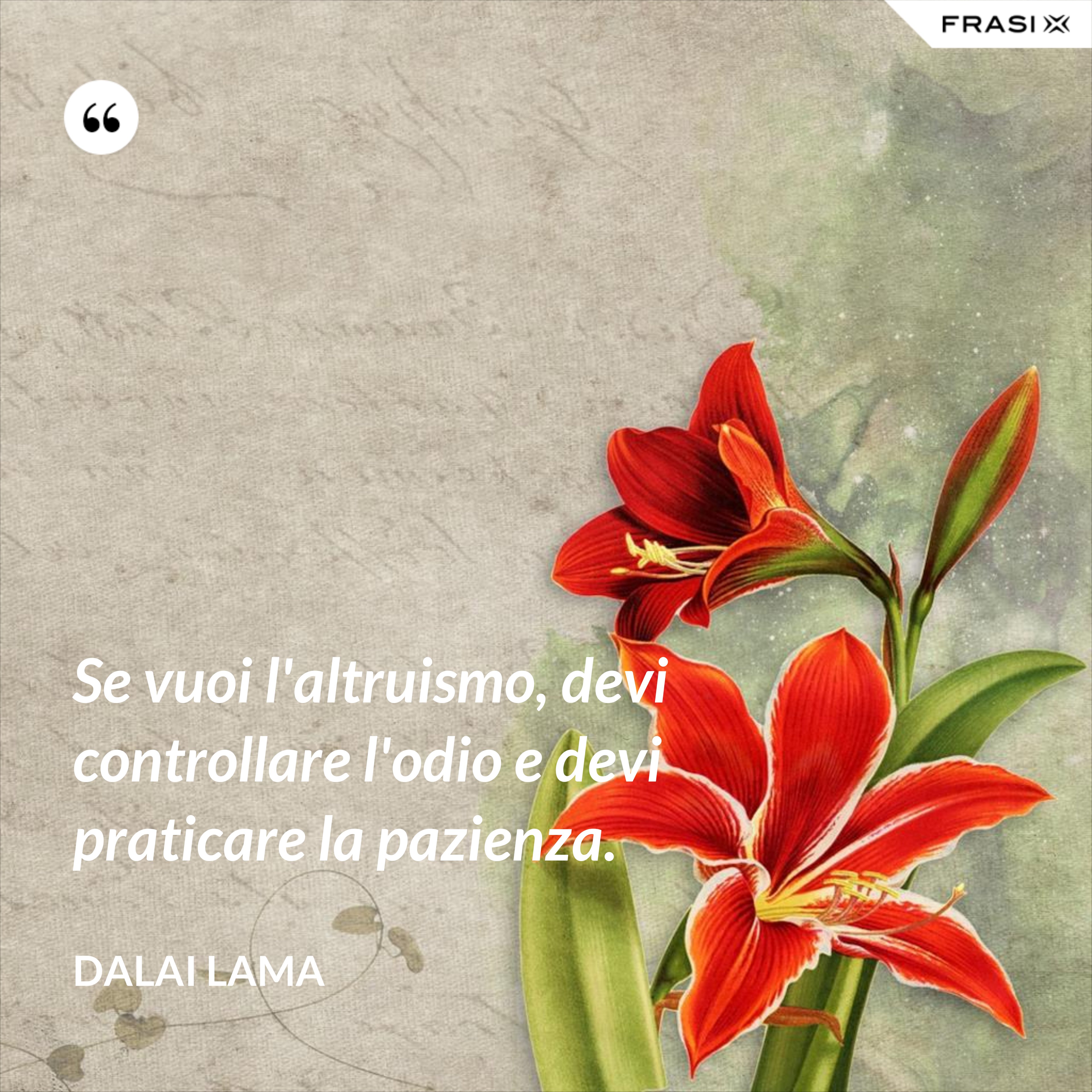 Se vuoi l'altruismo, devi controllare l'odio e devi praticare la pazienza. - Dalai Lama