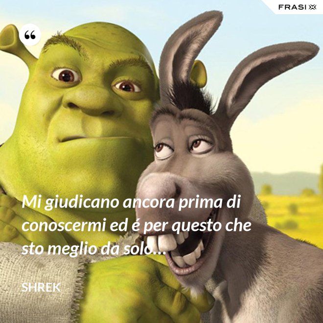 Mi giudicano ancora prima di conoscermi ed é per questo che sto meglio da solo… - Shrek