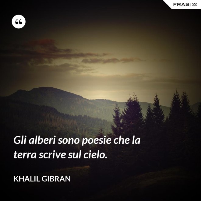 Gli alberi sono poesie che la terra scrive sul cielo. - Khalil Gibran