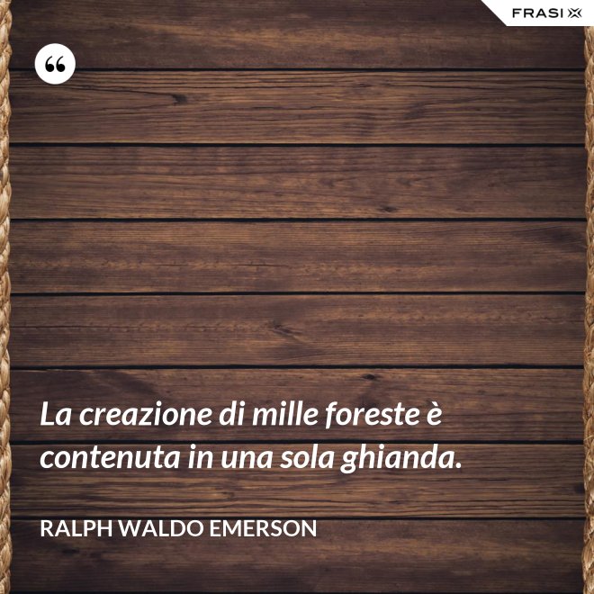La creazione di mille foreste è contenuta in una sola ghianda. - Ralph Waldo Emerson