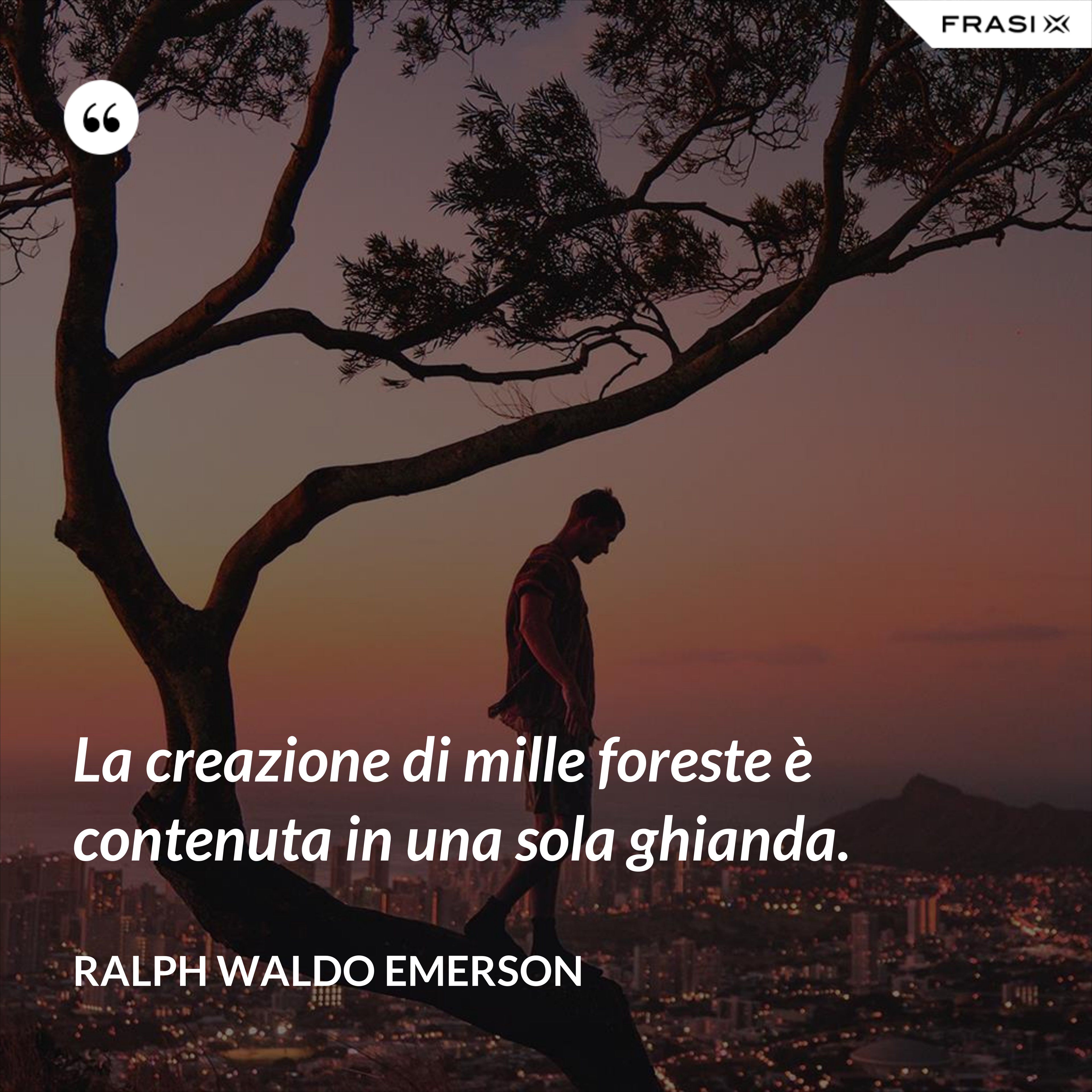 La creazione di mille foreste è contenuta in una sola ghianda. - Ralph Waldo Emerson