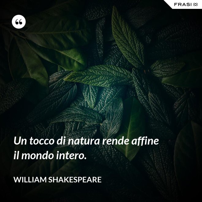 Un tocco di natura rende affine il mondo intero. - William Shakespeare