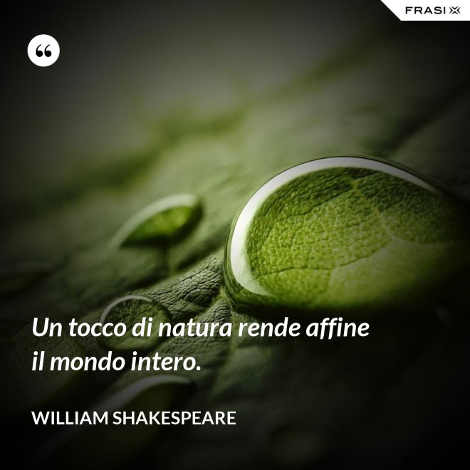 Un tocco di natura rende affine il mondo intero. - William Shakespeare
