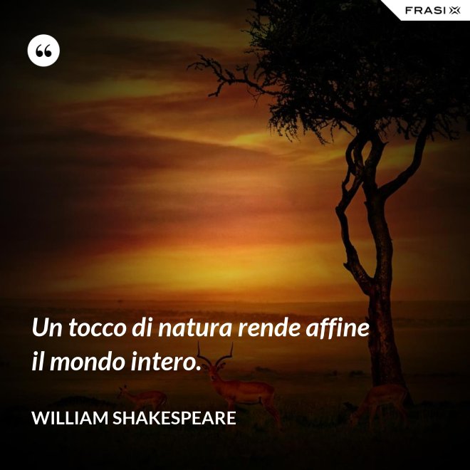 Un tocco di natura rende affine il mondo intero. - William Shakespeare