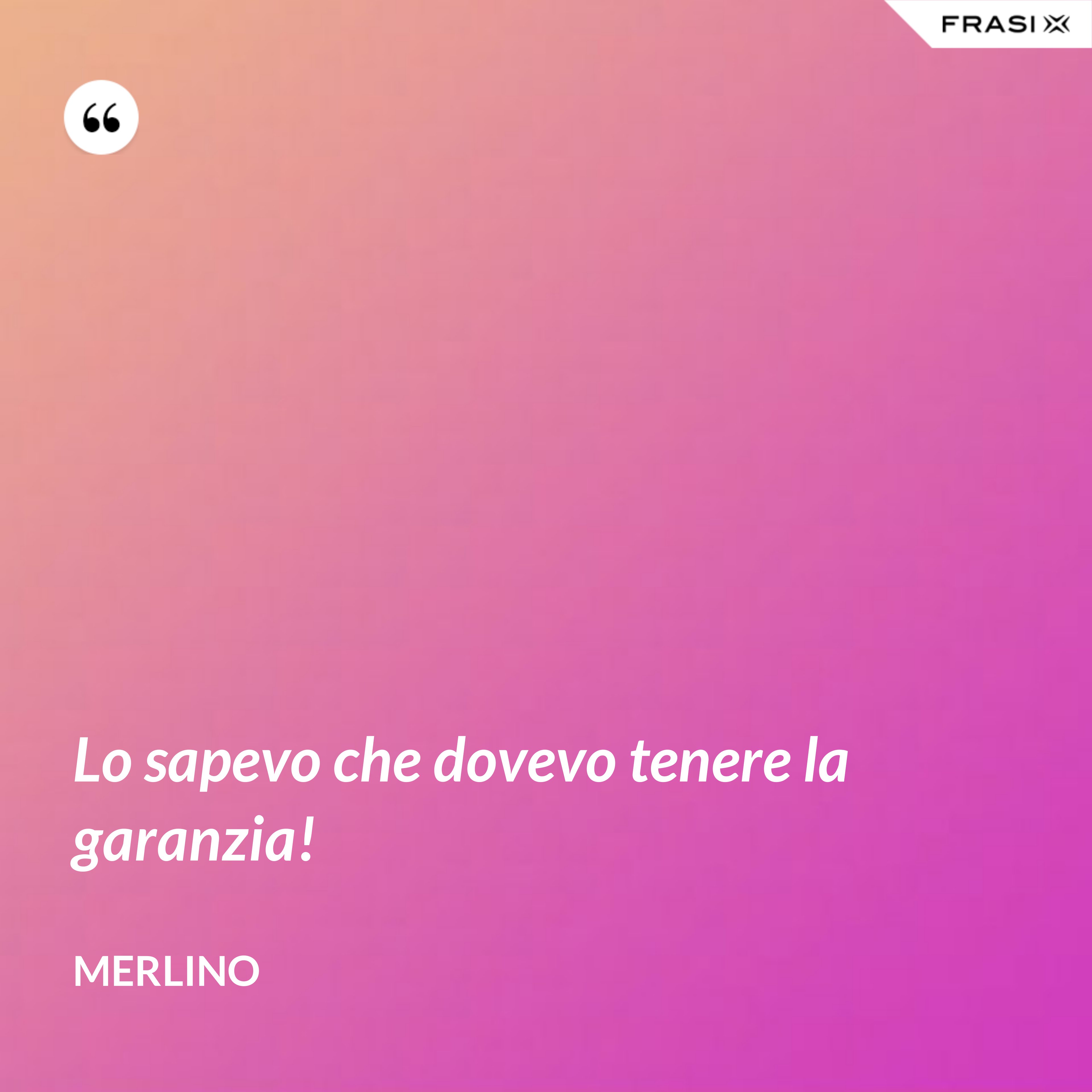 Lo sapevo che dovevo tenere la garanzia! - Merlino