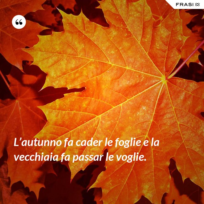 L’autunno fa cader le foglie e la vecchiaia fa passar le voglie. - Anonimo