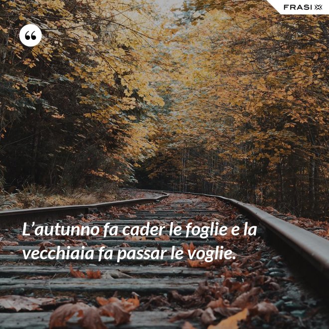 L’autunno fa cader le foglie e la vecchiaia fa passar le voglie. - Anonimo