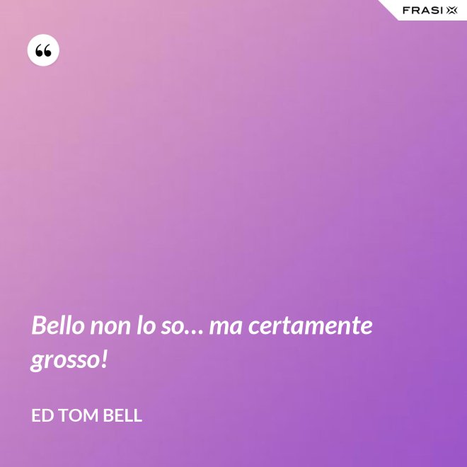 Bello non lo so… ma certamente grosso! - Ed Tom Bell