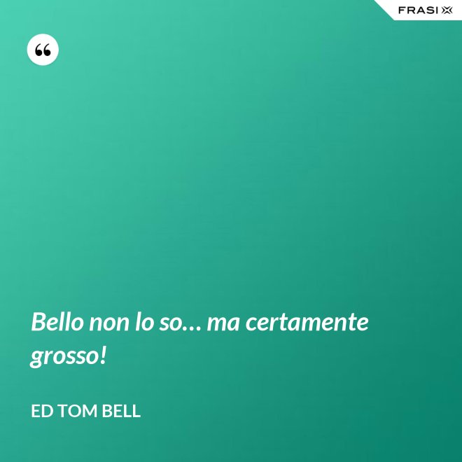Bello non lo so… ma certamente grosso! - Ed Tom Bell