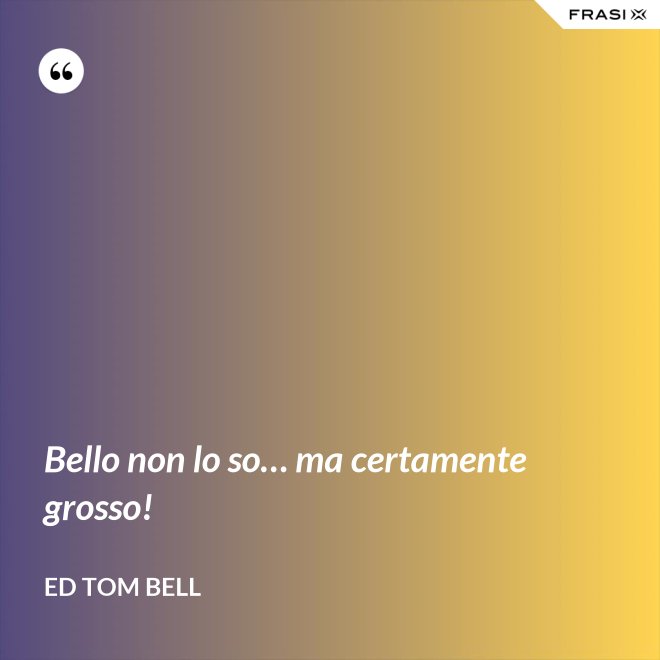 Bello non lo so… ma certamente grosso! - Ed Tom Bell
