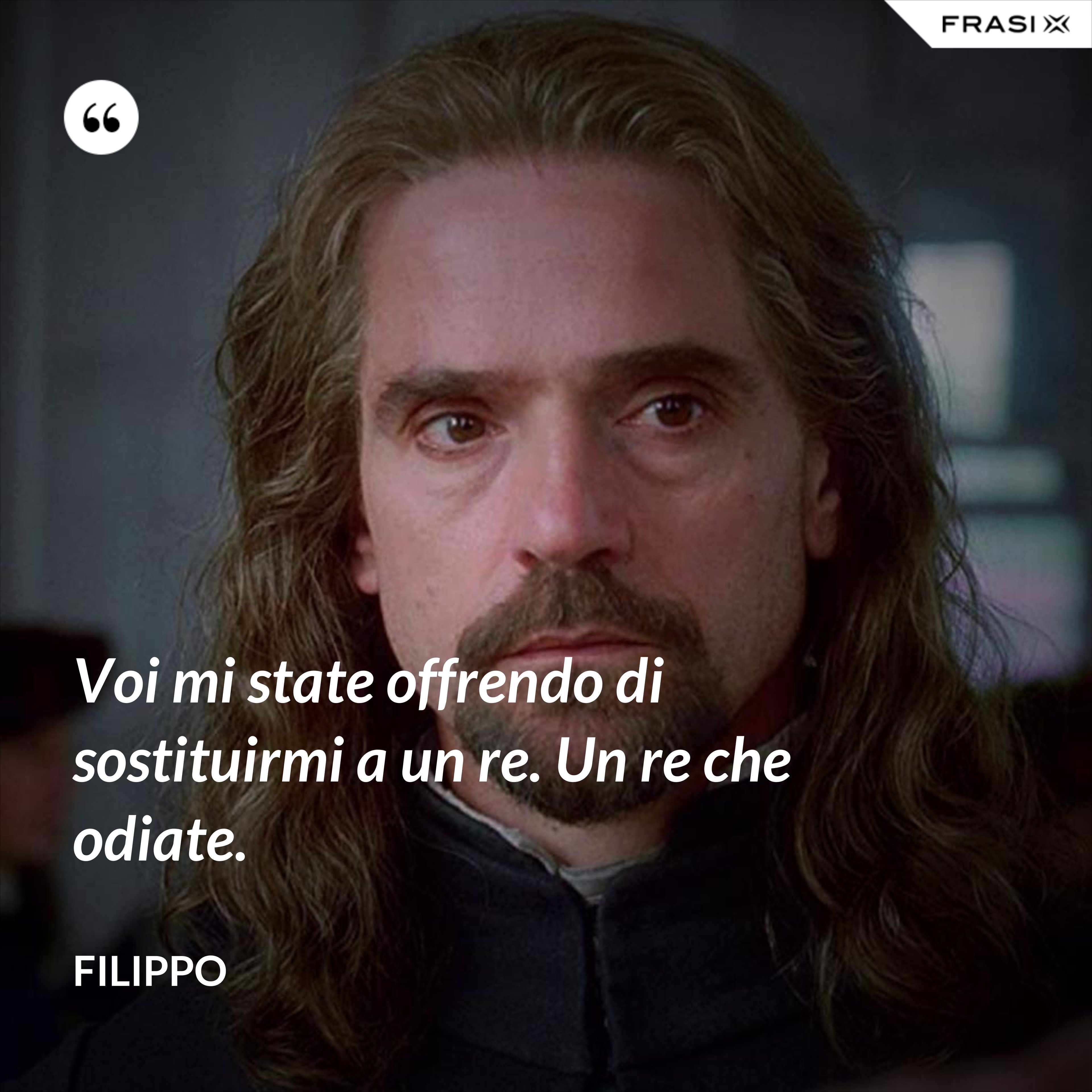 Voi mi state offrendo di sostituirmi a un re. Un re che odiate. - Filippo