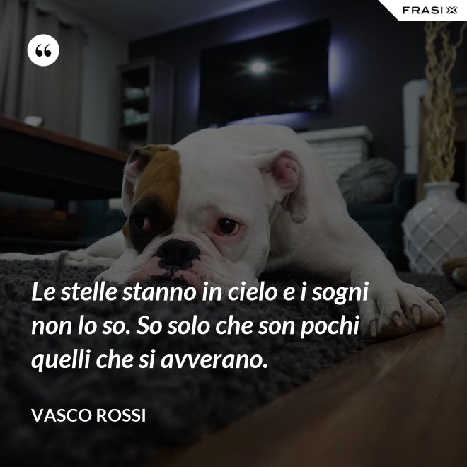 Le stelle stanno in cielo e i sogni non lo so. So solo che son pochi quelli che si avverano. - Vasco Rossi
