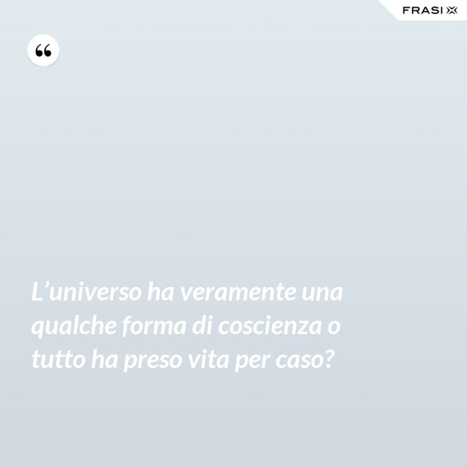 L’universo ha veramente una qualche forma di coscienza o tutto ha preso vita per caso? - Anonimo