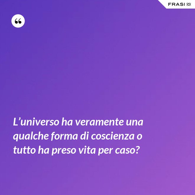 L’universo ha veramente una qualche forma di coscienza o tutto ha preso vita per caso? - Anonimo