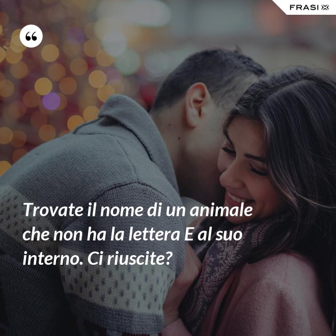 Trovate il nome di un animale che non ha la lettera E al suo interno. Ci riuscite? - Anonimo