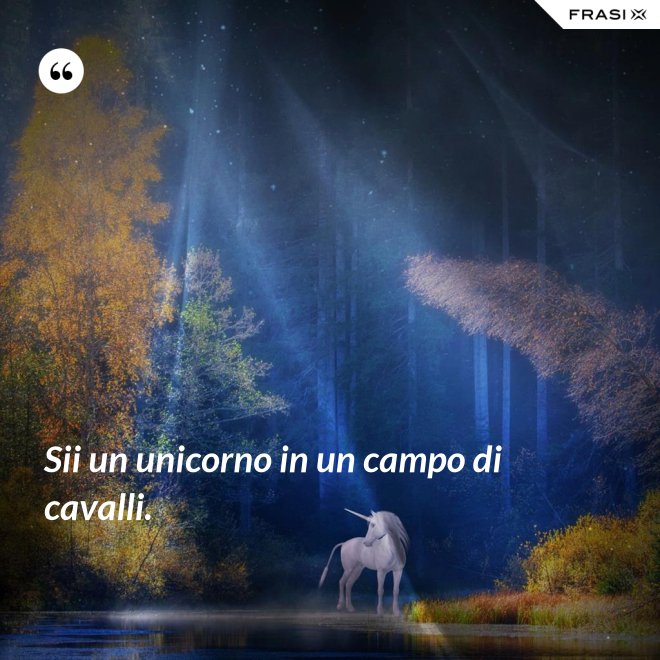 Sii un unicorno in un campo di cavalli. - Anonimo