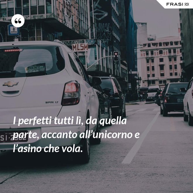 I perfetti tutti lì, da quella parte, accanto all’unicorno e l’asino che vola. - Anonimo