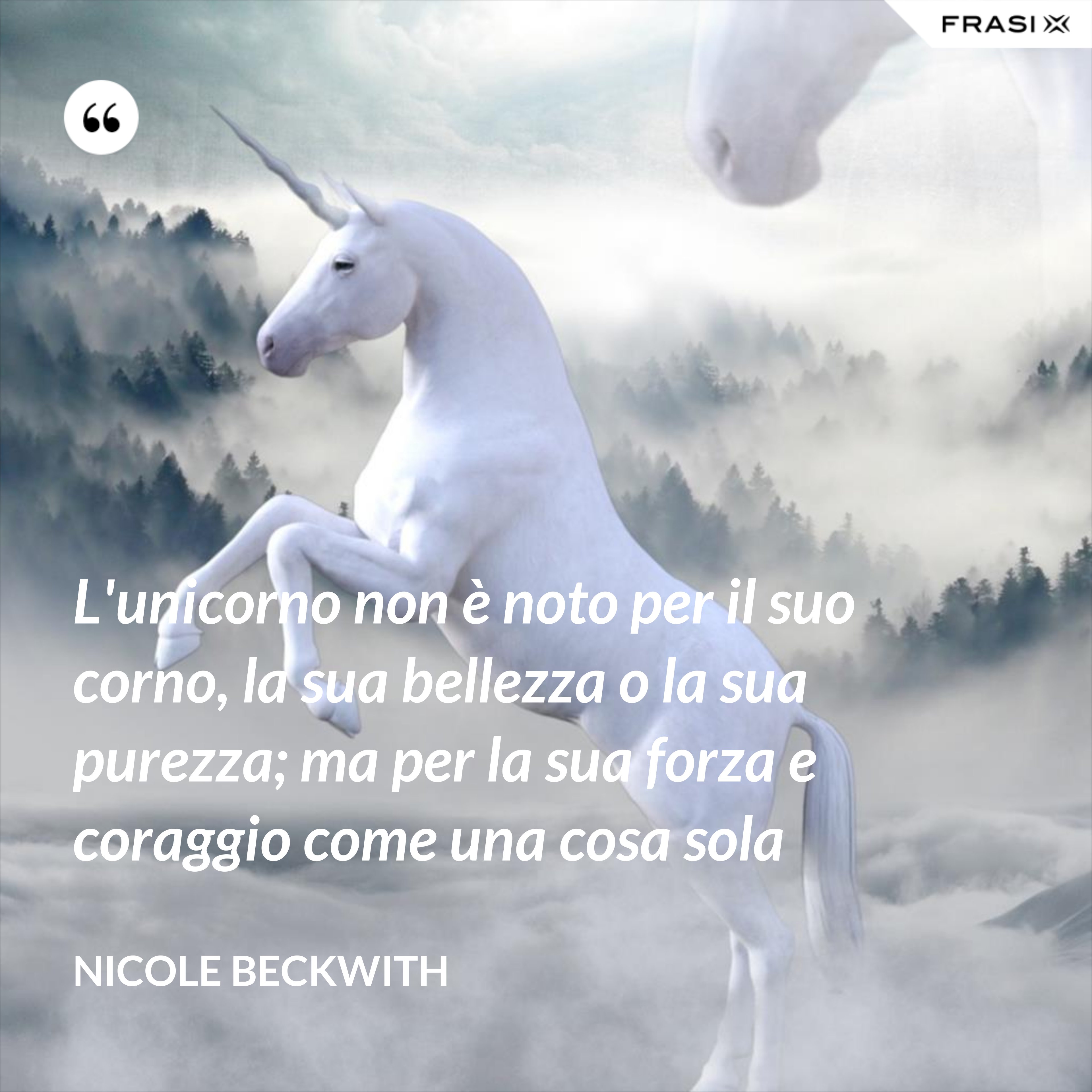 L'unicorno non è noto per il suo corno, la sua bellezza o la sua purezza; ma per la sua forza e coraggio come una cosa sola - Nicole Beckwith