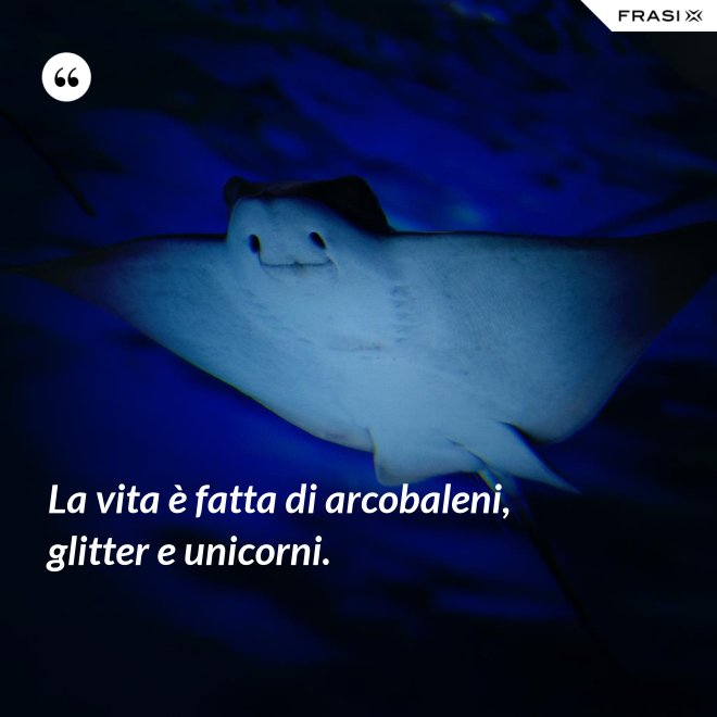 La vita è fatta di arcobaleni, glitter e unicorni. - Anonimo