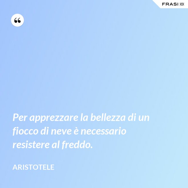 Per apprezzare la bellezza di un fiocco di neve è necessario resistere al freddo. - Aristotele