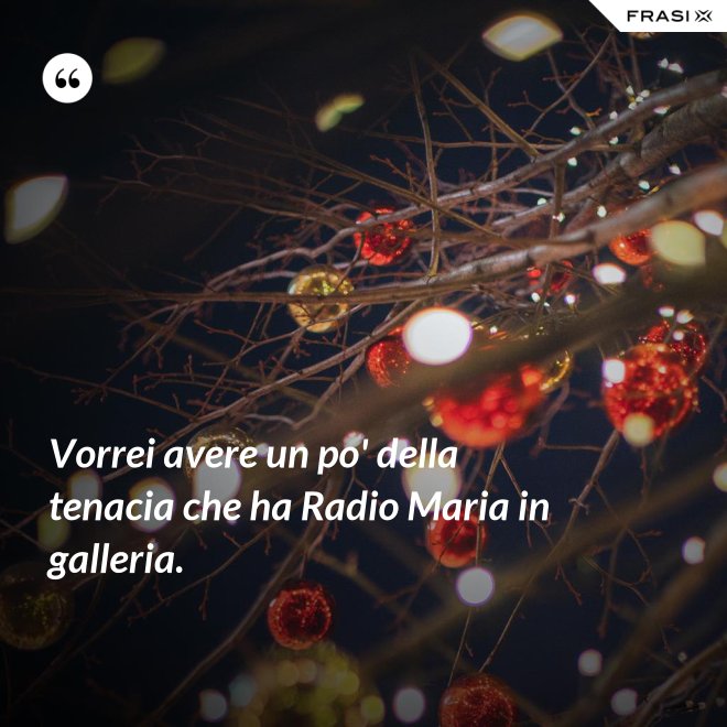 Vorrei avere un po' della tenacia che ha Radio Maria in galleria. - Anonimo