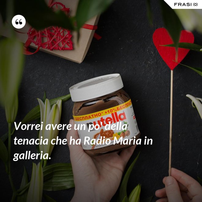 Vorrei avere un po' della tenacia che ha Radio Maria in galleria. - Anonimo