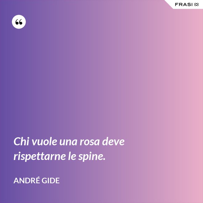 Chi vuole una rosa deve rispettarne le spine. - André Gide