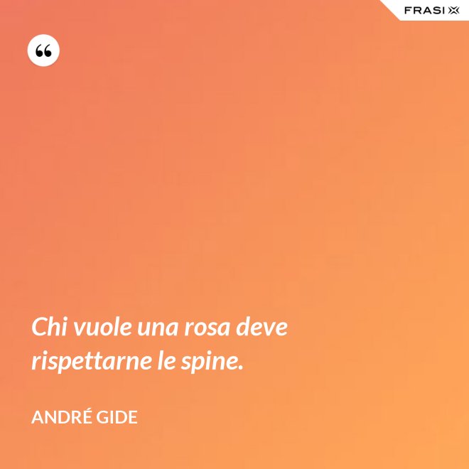 Chi vuole una rosa deve rispettarne le spine. - André Gide