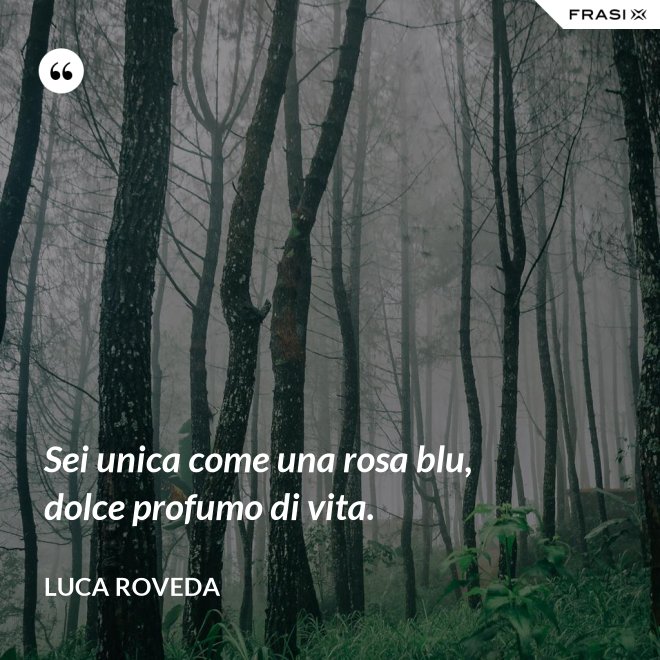 Sei unica come una rosa blu, dolce profumo di vita. - Luca Roveda