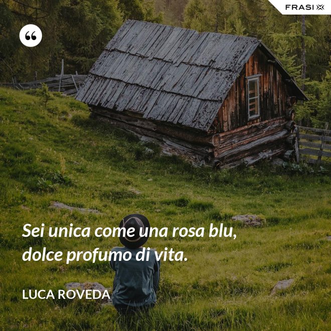 Sei unica come una rosa blu, dolce profumo di vita. - Luca Roveda