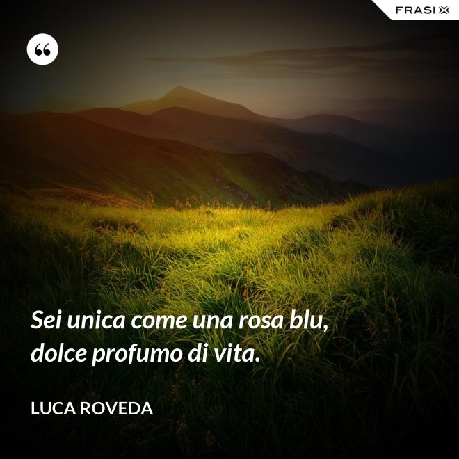 Sei unica come una rosa blu, dolce profumo di vita. - Luca Roveda