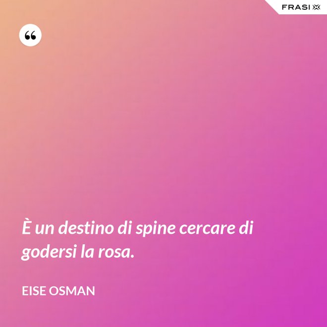 È un destino di spine cercare di godersi la rosa. - Eise Osman