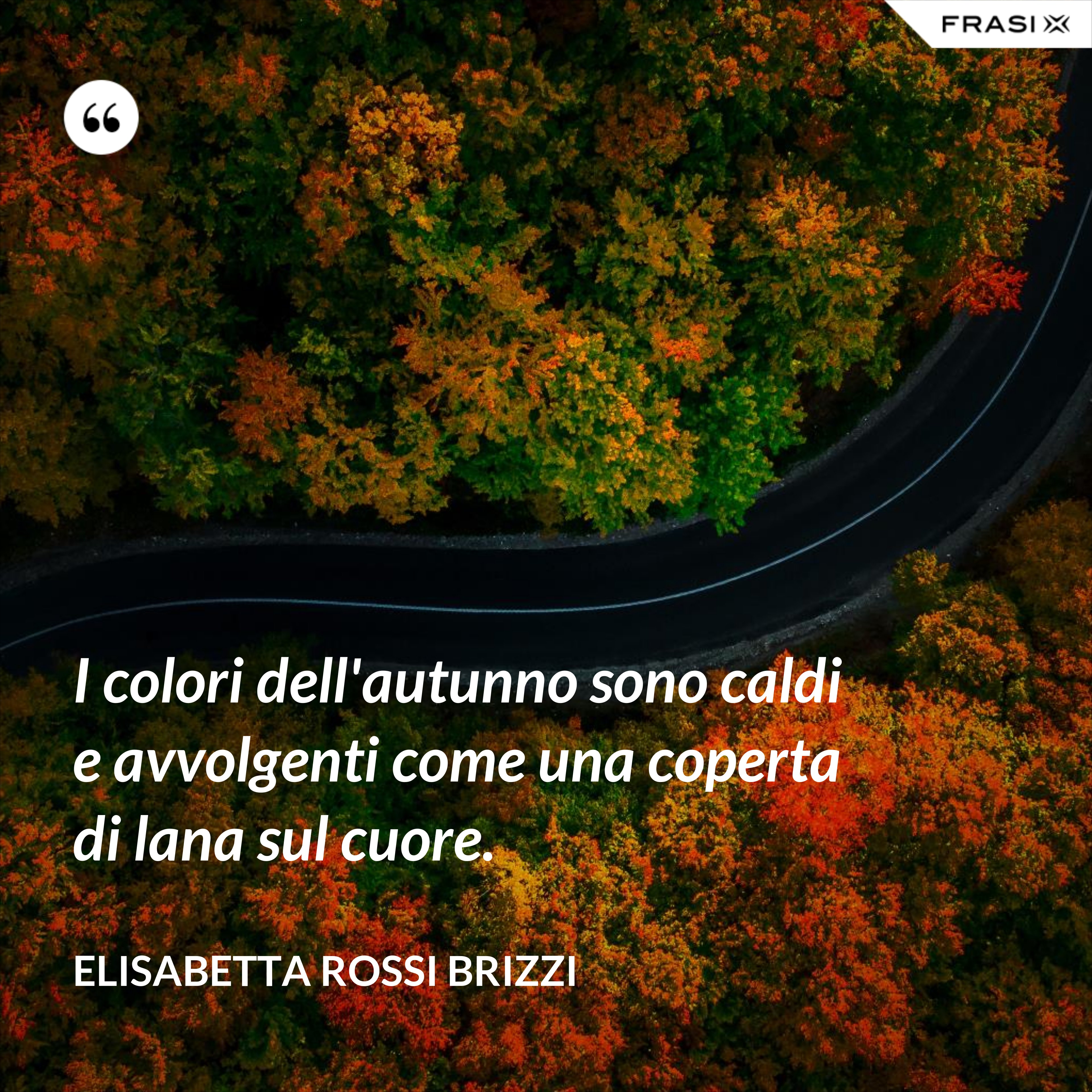 I colori dell'autunno sono caldi e avvolgenti come una coperta di lana sul cuore. - Elisabetta Rossi Brizzi