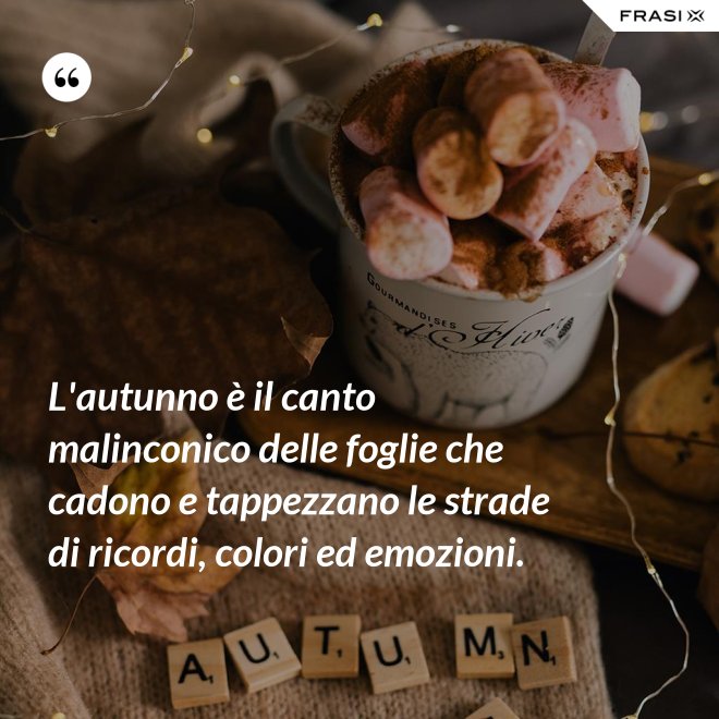 L'autunno è il canto malinconico delle foglie che cadono e tappezzano le strade di ricordi, colori ed emozioni. - Anonimo