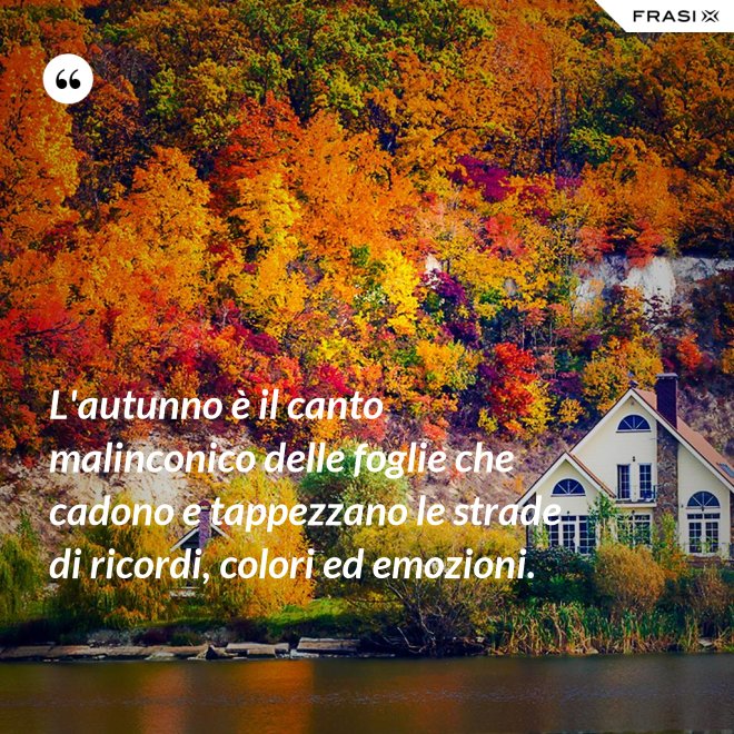 L'autunno è il canto malinconico delle foglie che cadono e tappezzano le strade di ricordi, colori ed emozioni. - Anonimo