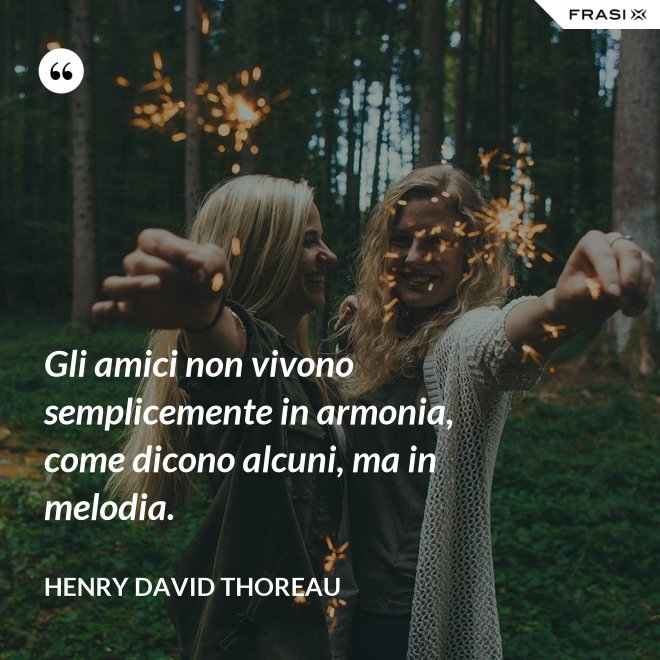 Gli amici non vivono semplicemente in armonia, come dicono alcuni, ma in melodia. - Henry David Thoreau