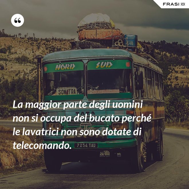 La maggior parte degli uomini non si occupa del bucato perché le lavatrici non sono dotate di telecomando. - Anonimo