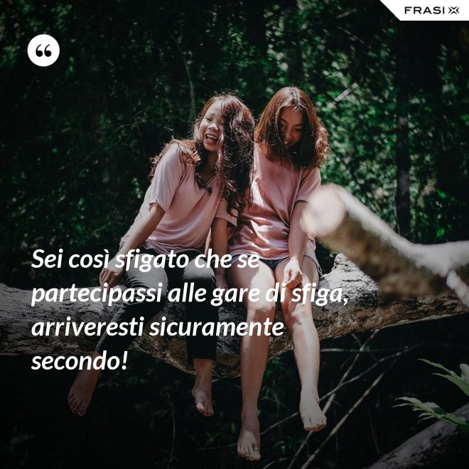 Sei così sfigato che se partecipassi alle gare di sfiga, arriveresti sicuramente secondo! - Anonimo